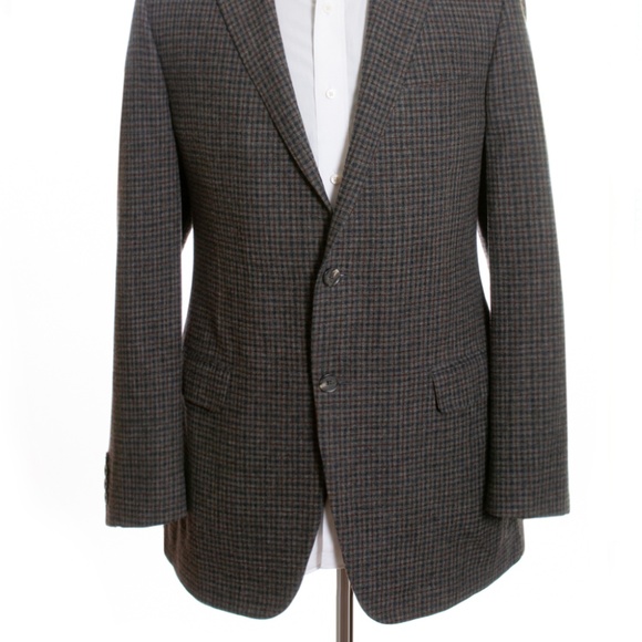 Samuelsohn Grey Check Wool Flannel Gable Blazer 42 - Picture 2 of 4